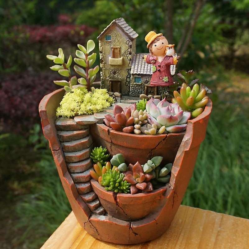 Retro Farmhouse Flower Pot for Succulents Planter Mini Home Decor