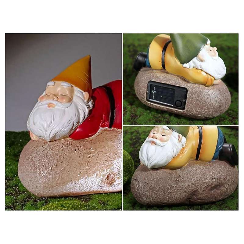 Dwarf Miner Resin Figurines Crafts Outdoor Waterproof Solar Gnome B