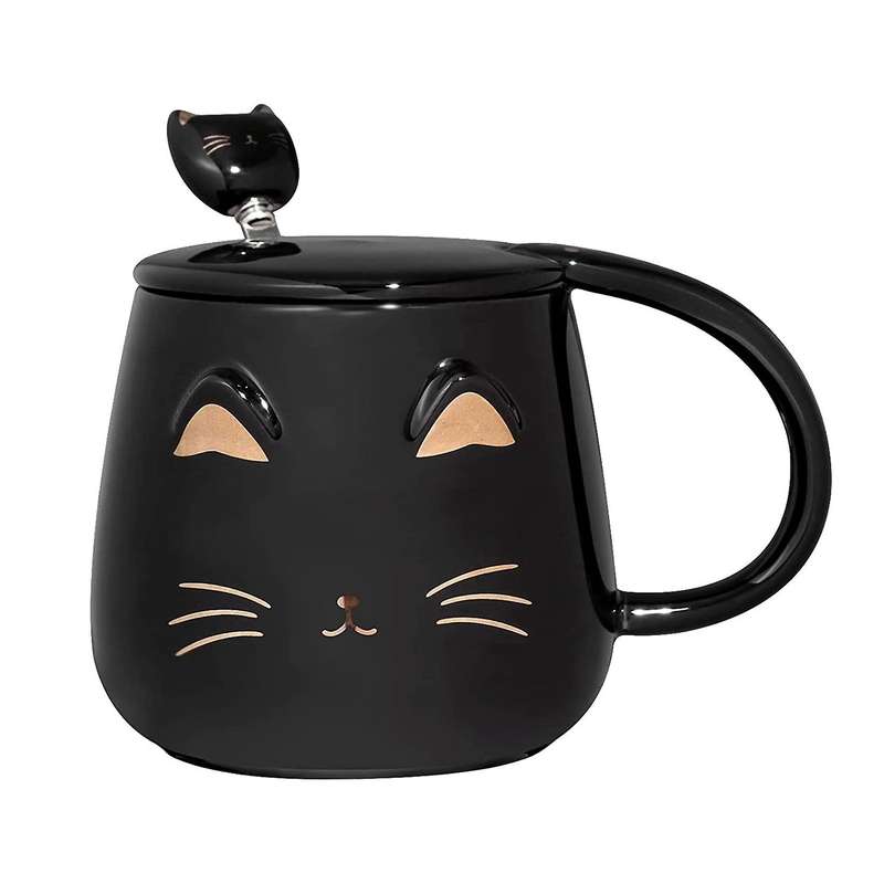 Cat Mug with Spoon Gifts for Women Wife Mum Friend Teacher A