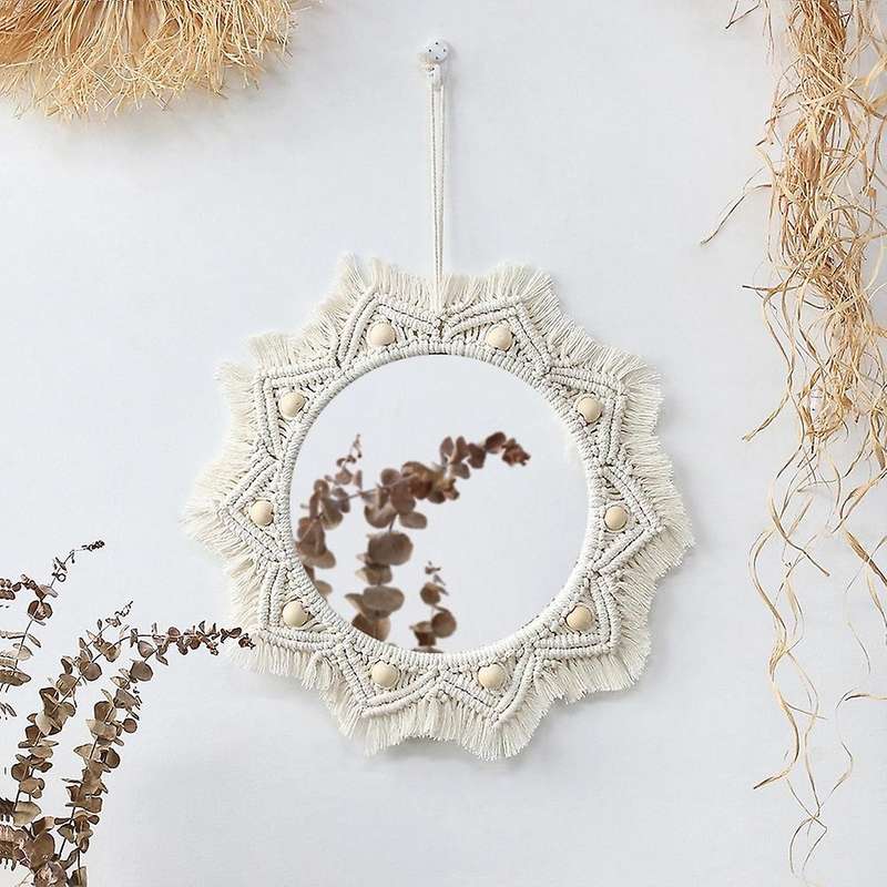 Macrame Mirror Handmade Tapestry Makeup Mirror Compact Bohemia