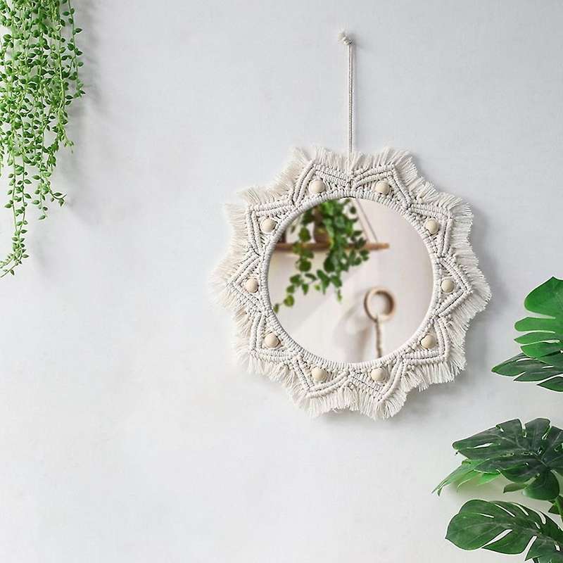 Macrame Mirror Handmade Tapestry Makeup Mirror Compact Bohemia