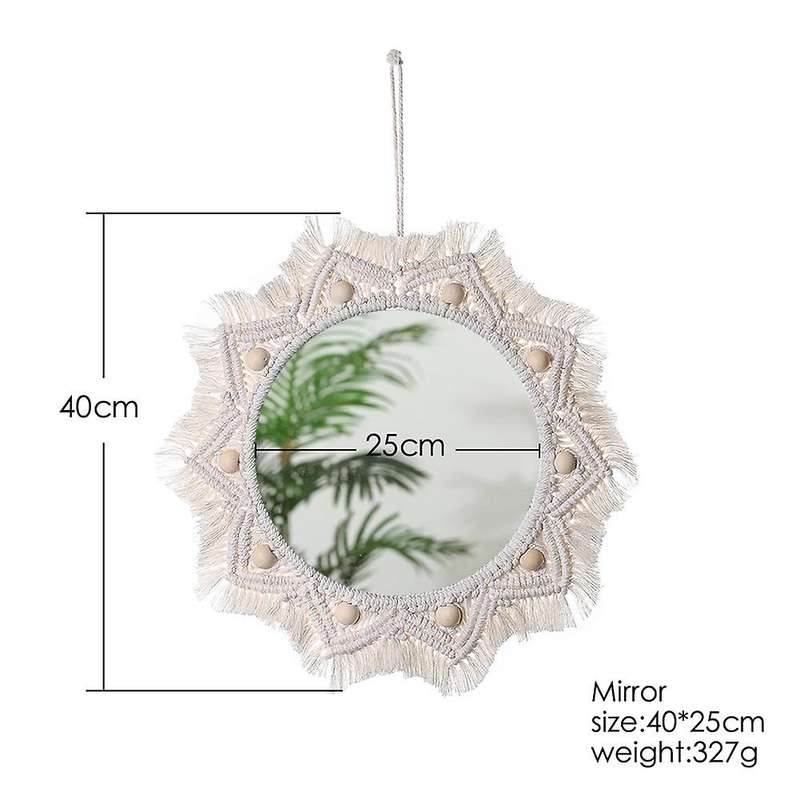 Macrame Mirror Handmade Tapestry Makeup Mirror Compact Bohemia
