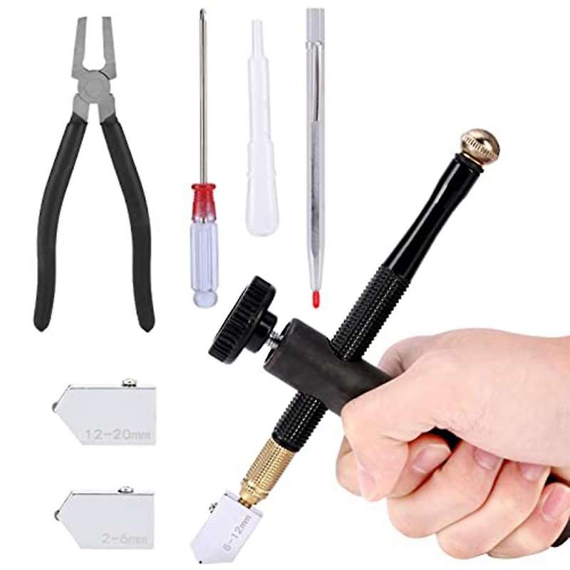 Glass Cutter Kit with Booster Bar Assist, 2-6,6-12,12-20 Mm Glass