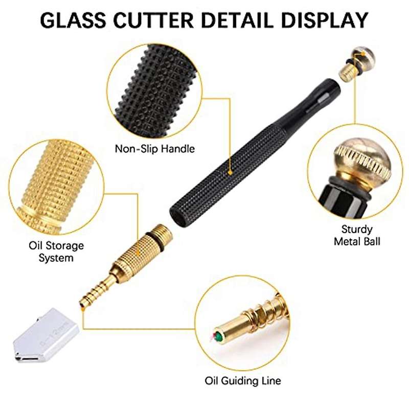 Glass Cutter Kit with Booster Bar Assist, 2-6,6-12,12-20 Mm Glass