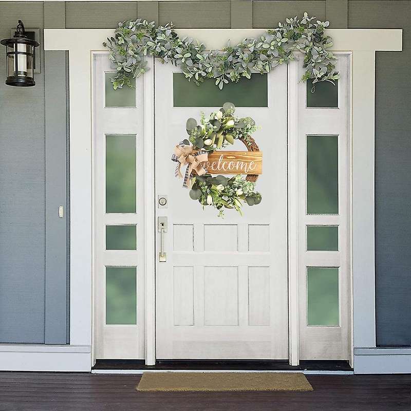 Eucalyptu Wreath for Front Door Artificial Tulip Eucalyptus Leaf
