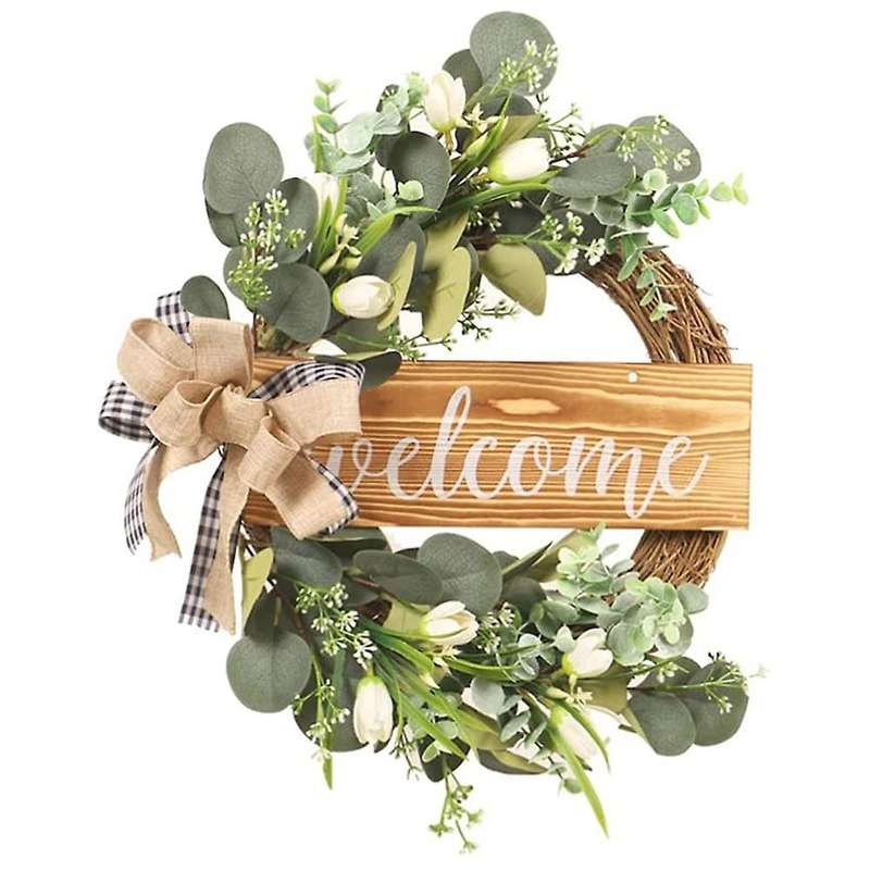 Eucalyptu Wreath for Front Door Artificial Tulip Eucalyptus Leaf