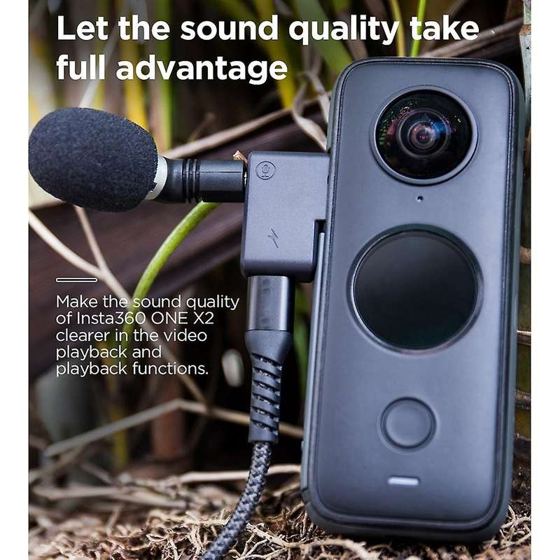 Cynova for Insta360 One X2 Panoramic Camera Dual Mic Audio Adapter