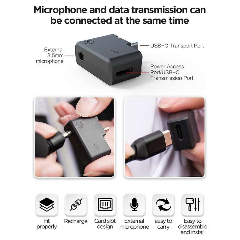 Cynova for Insta360 One X2 Panoramic Camera Dual Mic Audio Adapter
