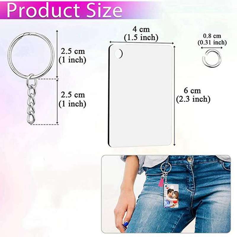 160 Pieces Sublimation Blank Printing Keychain Blank Tassel Key Ring