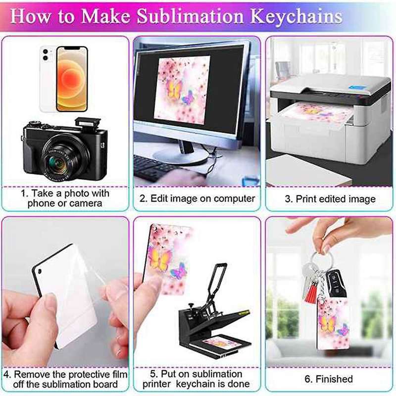 160 Pieces Sublimation Blank Printing Keychain Blank Tassel Key Ring