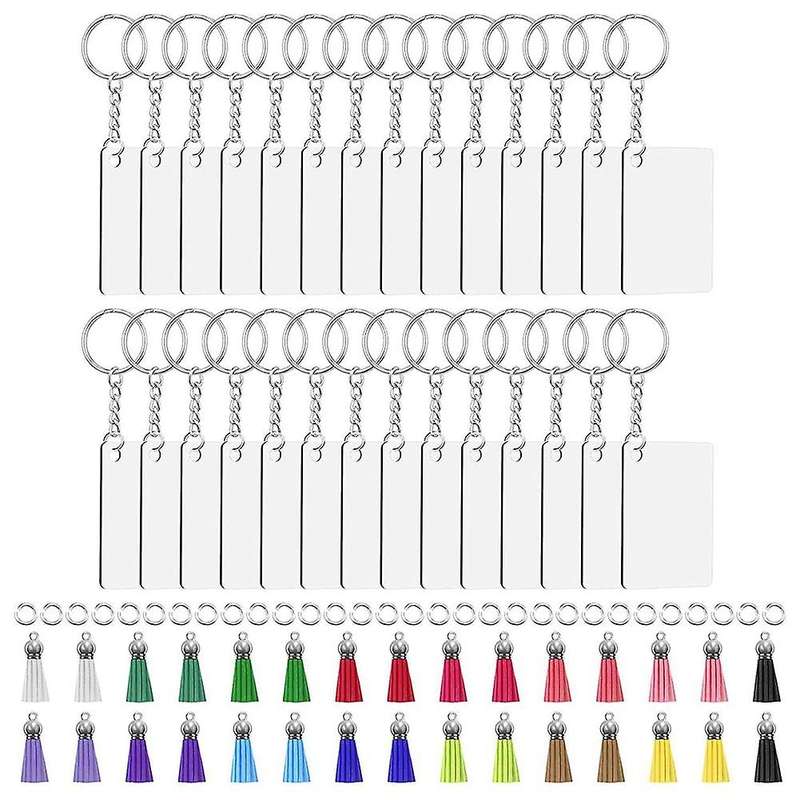 160 Pieces Sublimation Blank Printing Keychain Blank Tassel Key Ring
