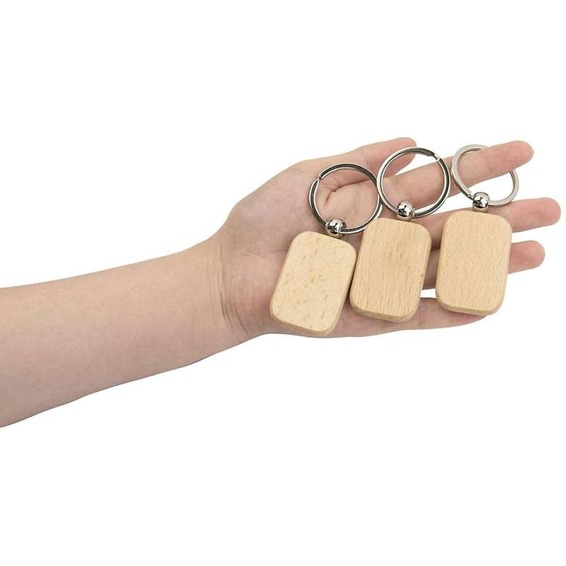 20pcs Blank Wooden Wooden Keychain Diy Wooden Keychain Key Anti-lost