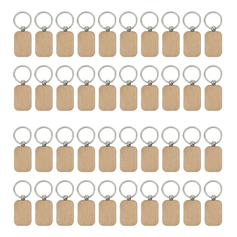 20pcs Blank Wooden Wooden Keychain Diy Wooden Keychain Key Anti-lost