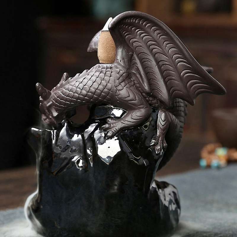 Dragon Zen Decor Waterfall Incense Cone Holder Meditation Backflow