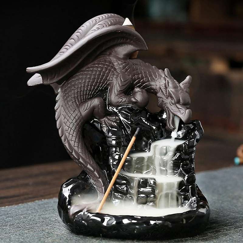 Dragon Zen Decor Waterfall Incense Cone Holder Meditation Backflow