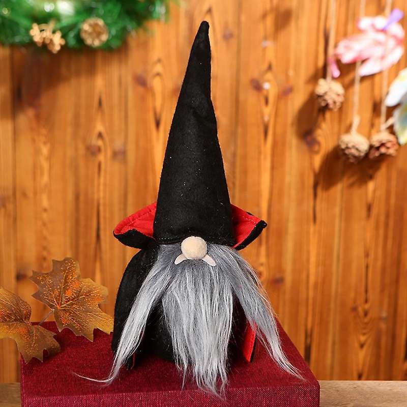 4 Pcs Halloween Gnomes Plush Decor, Black Witch Cloak Hat Halloween
