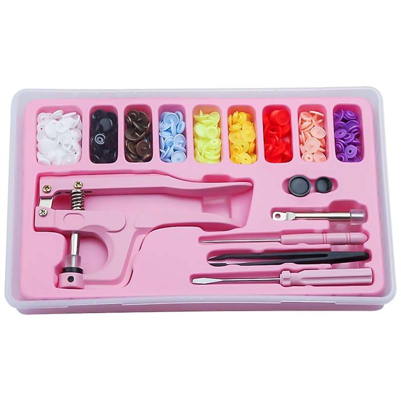 100 Sets 9 Color Plastic Snap Buttons with Snaps Pliers Tool Kit