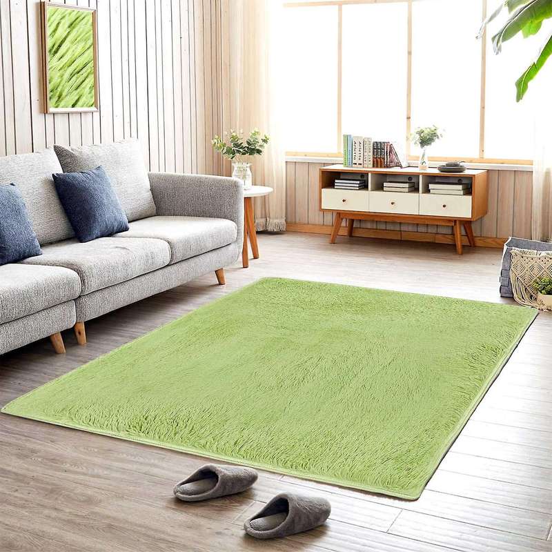 Fluffy Rugs for Bedroom,with Backing Non-slip Points(3x5 Feet,green)