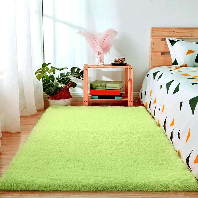 Fluffy Rugs for Bedroom,with Backing Non-slip Points(3x5 Feet,green)