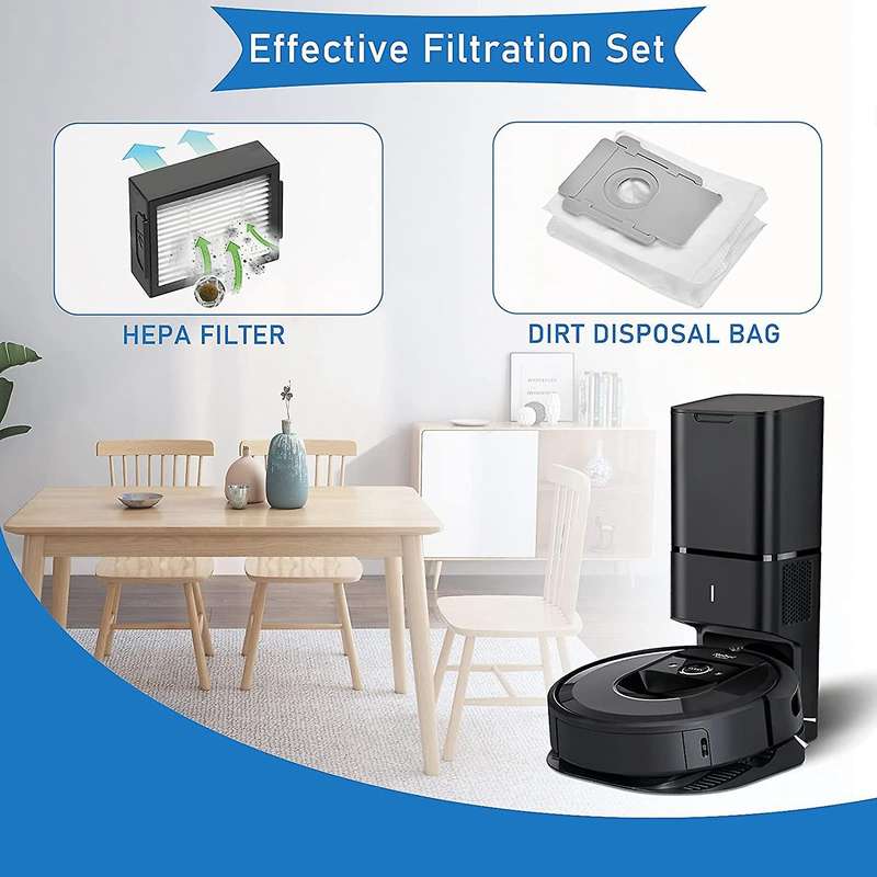 10 Vacuum Bags & 2 Replacement Filters for Irobot Roomba I7 I7+ I3