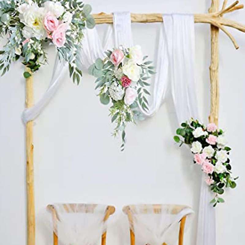 Artificial Peony Swag with Eucalyptus Leaves, Floral Swag