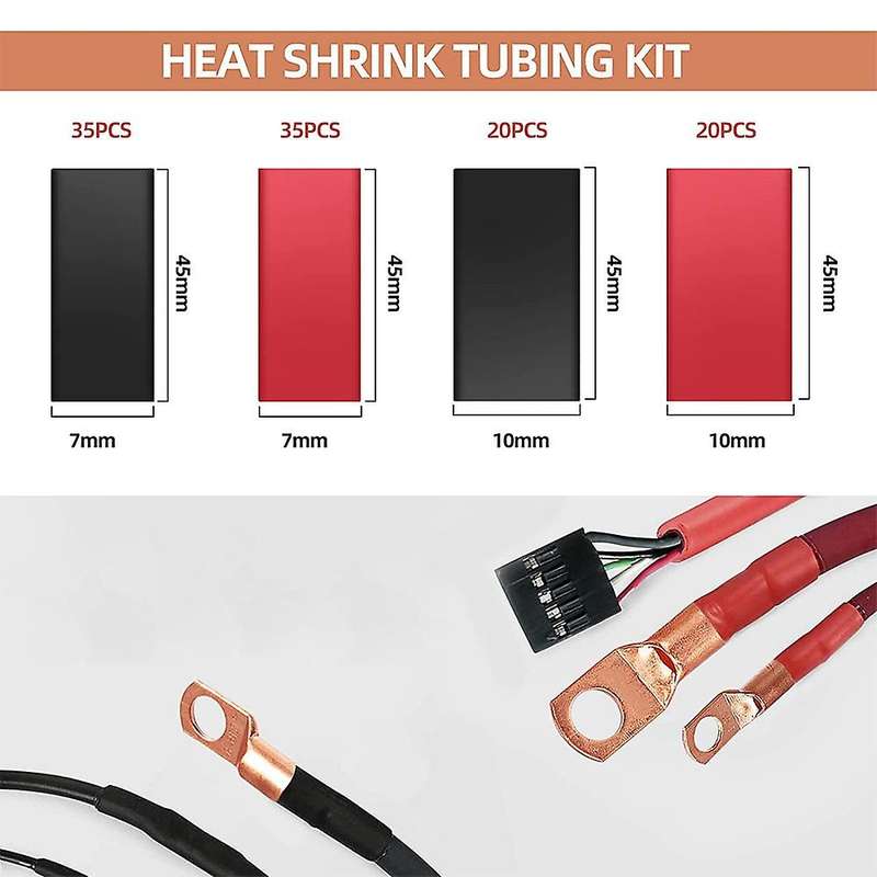 210pcs Copper Wire Lugs Awg 2 4 6 8 10 12 with Heat Shrink Set