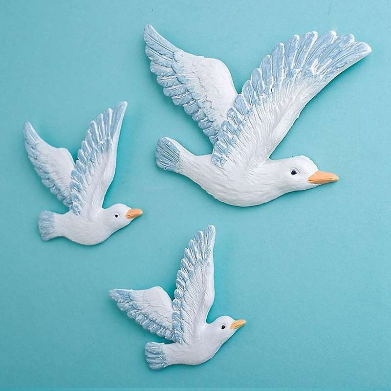 3pcs Different Sizes Mediterranean Style Sea Resin Birds Set Pendant