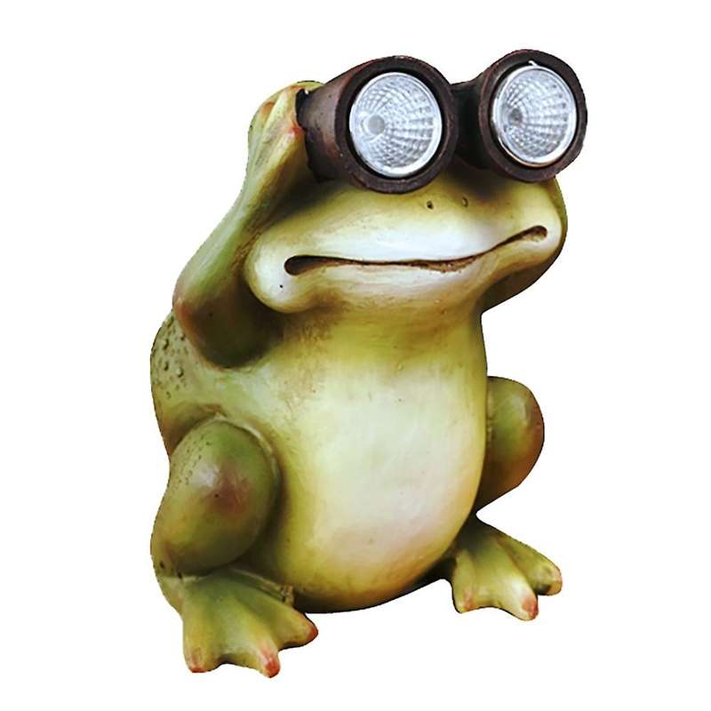 Garden Statues Frog Decor Sculptures with Led Lights Solar Lights B