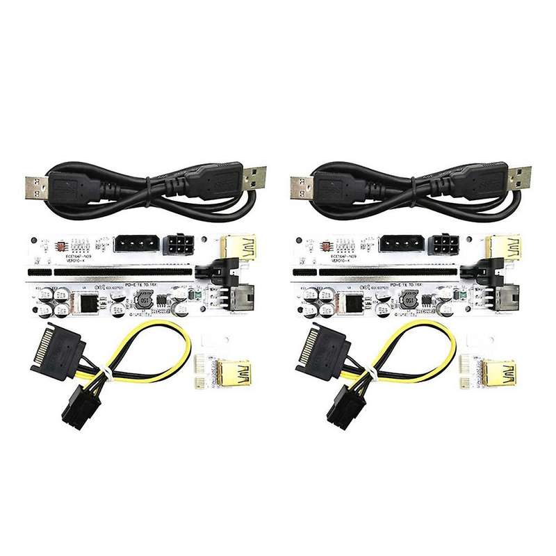 2pcs Ver010-x Riser Pci-e X1 to Pcie X16 Graphics Card Black+white