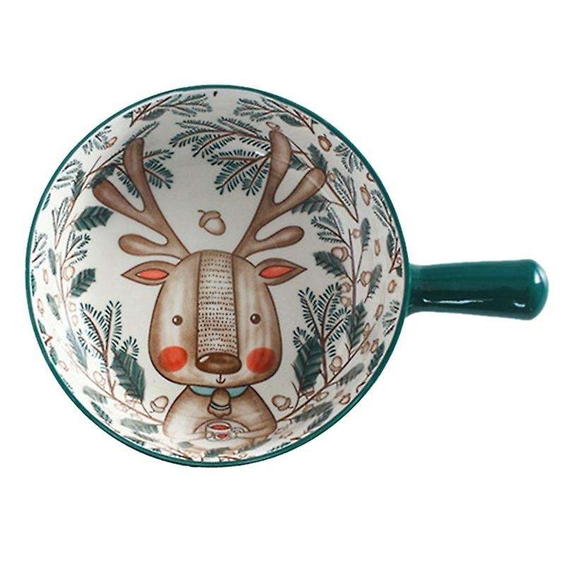 Single Handle Ceramic Bowl Noodle Bowl Forest Animal Design Bowl 1