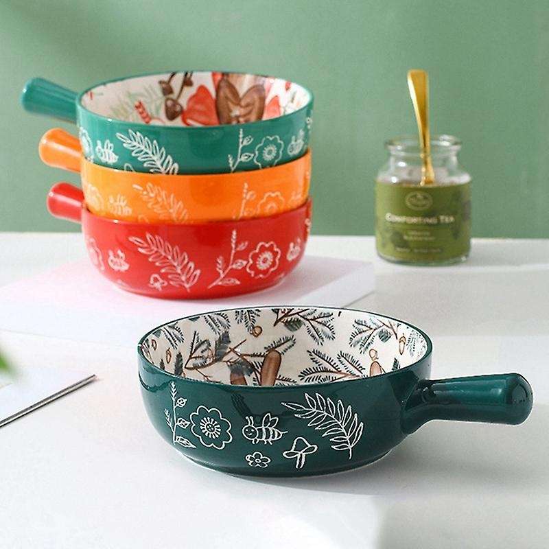 Single Handle Ceramic Bowl Noodle Bowl Forest Animal Design Bowl 1