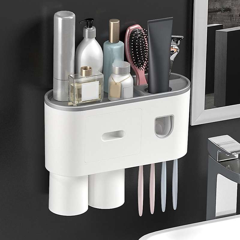 Magnetic Adsorption Inverted Toothbrush Holder Automatic(2 Cups)