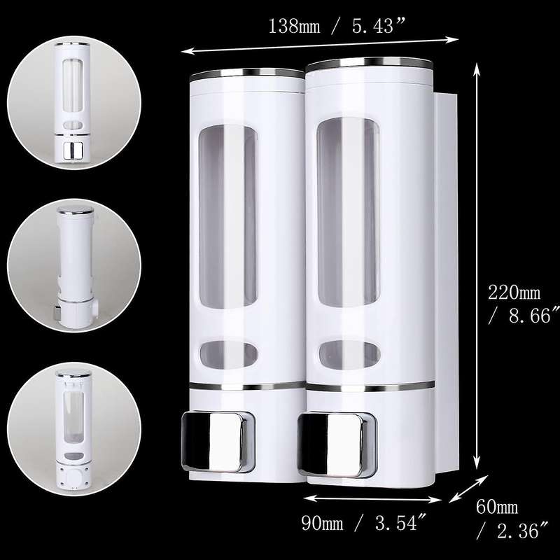 800ml Soap Dispenser Wall Mount, 2-chamber