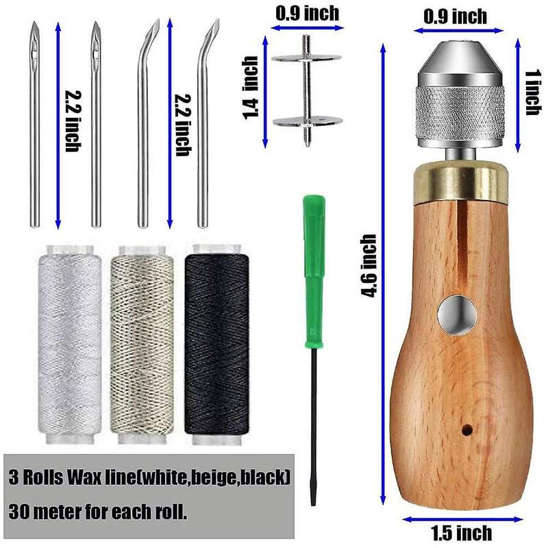 9pcs Sewing Awl Kit, Sewing Awl with Needles, for Diy Leather Craft