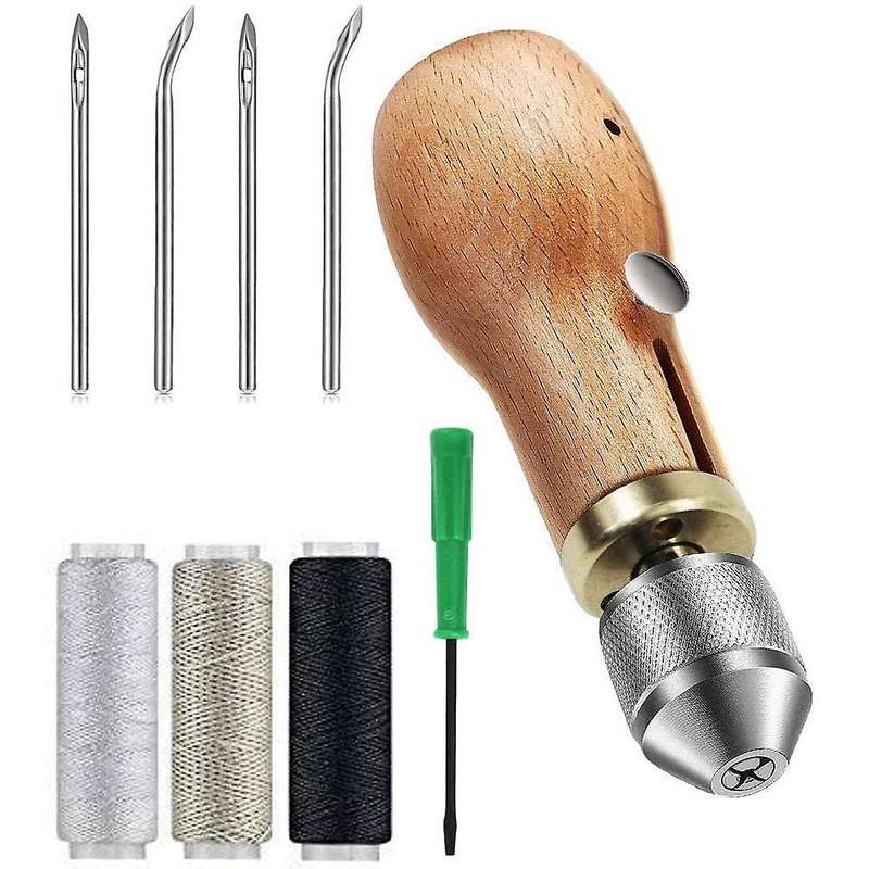9pcs Sewing Awl Kit, Sewing Awl with Needles, for Diy Leather Craft