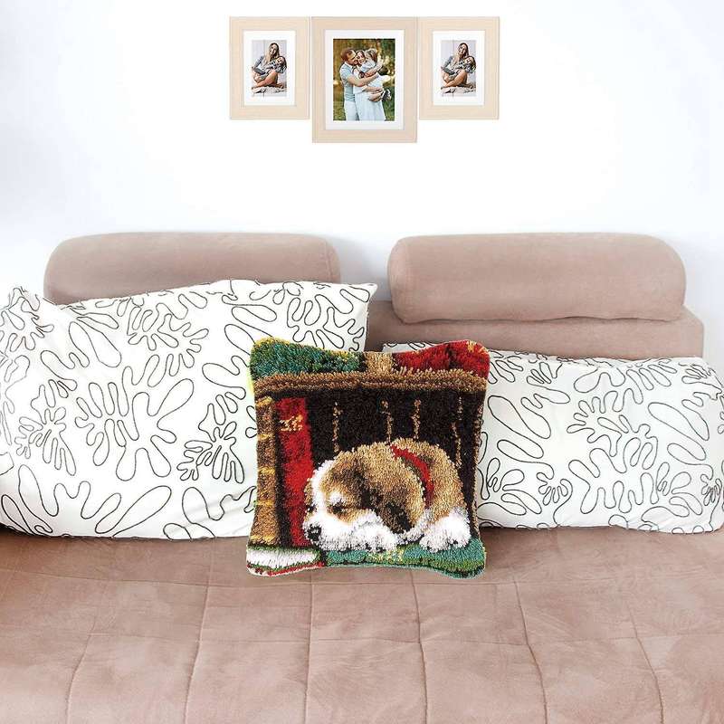 Latch Hook Kits Cushion Cover Pillowcase Embroidery Diy Kit Dog