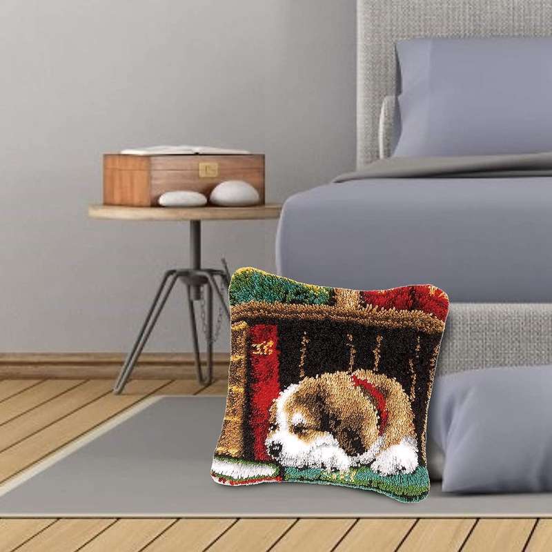 Latch Hook Kits Cushion Cover Pillowcase Embroidery Diy Kit Dog