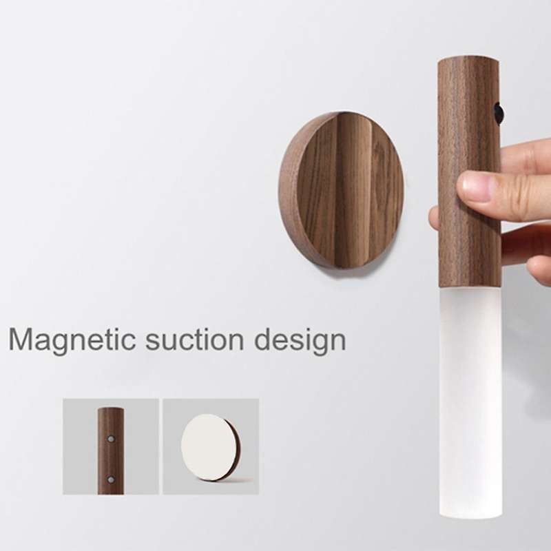 Intelligent Led Rechargeable Magnetic Wood Wall Light(walnut Wood)