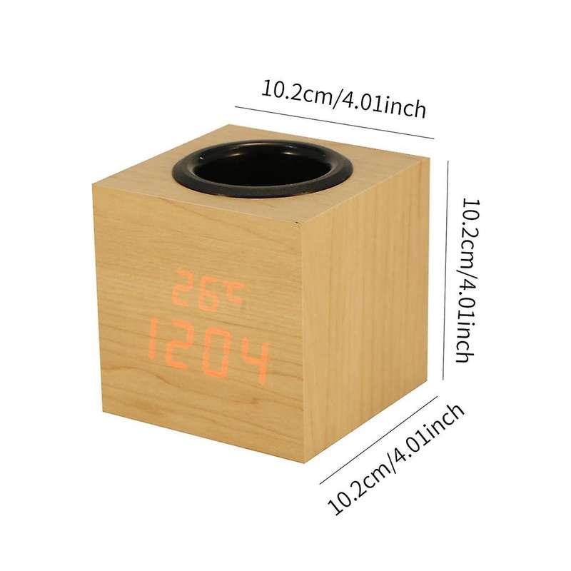 Pen Holder Alarm Clock,pen Holder Wood Clock Office Desk Organizer