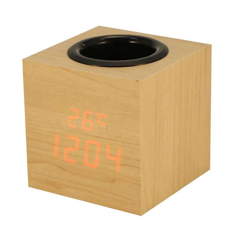 Pen Holder Alarm Clock,pen Holder Wood Clock Office Desk Organizer
