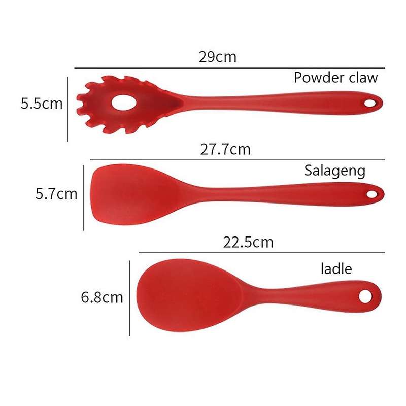 7pcs Baking Tool Set Silicone High Temperature Cookware Set -red