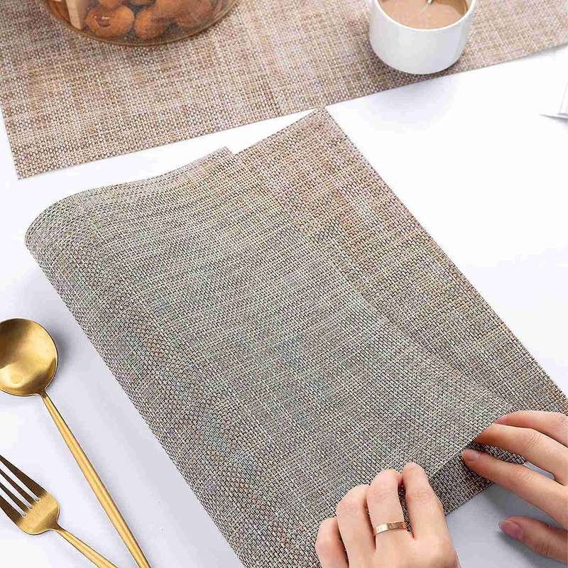 Set Of 8 Placemats for Dining Table, Washable Durable Pvc Place Mats