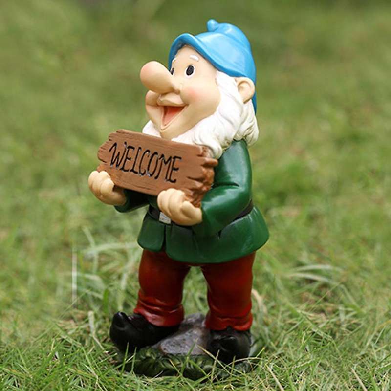 Garden Outdoor Statue Resin Ornaments Welcome Sign Dwarf Lawn Decor