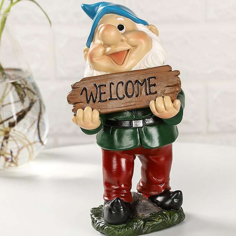Garden Outdoor Statue Resin Ornaments Welcome Sign Dwarf Lawn Decor