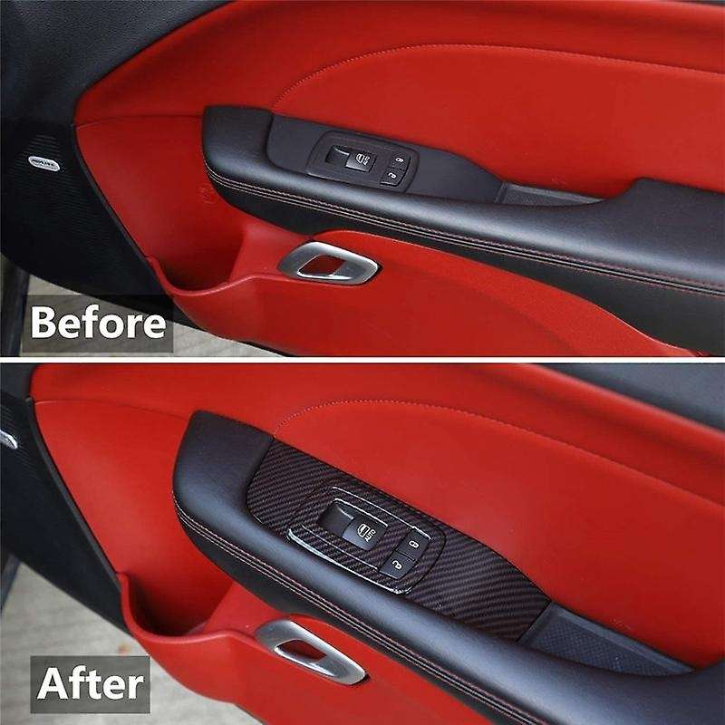 Window Lift Panel Cover Decoration Trim Accessories,carbon Fiber