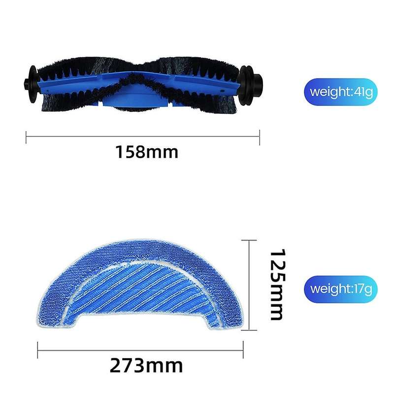 For Cecotec Conga 1099/1990 Hepa Filter Main Side Brush Mop Cloth Rag