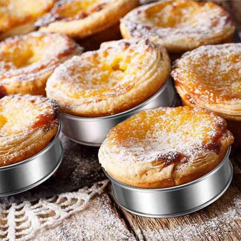 24 Pieces Double Rolled Tart Rings Round Muffin Rings for Baking Tool