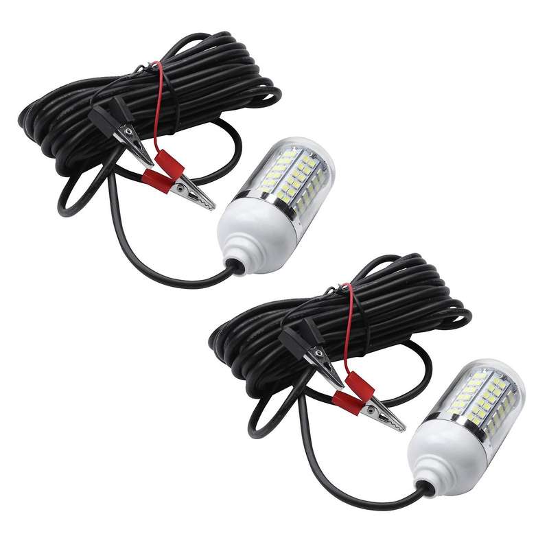 2x 12v 15w Fishing Light Lures Prawns Squid Krill (white+white Light)