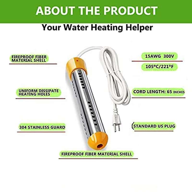 Immersion Electric Submersible Water Heater Us Plug(yellow)