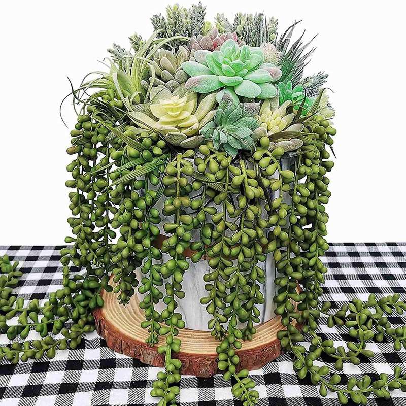 4 Pcs Artificial Hanging Succulents Faux Fake Greenery Sprays